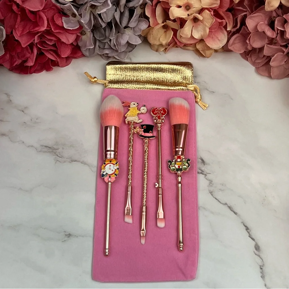 Alice in Wonderland Rose Gold 5 Piece Makeup Brush Set - Picture 5 of 16